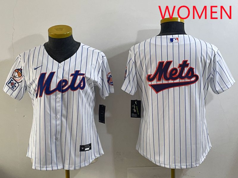 Women New York Mets Blank White Stripe Game 2025 Nike MLB Jersey style 18